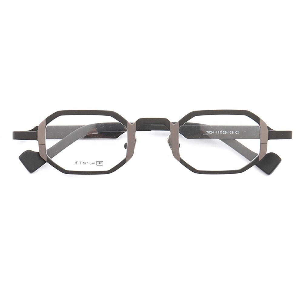 Women Square Glasses Frame Men Optical Eyeglass Frames Pure Titanium  Metal Octagon Rectangular Retro Prescription Spectacles