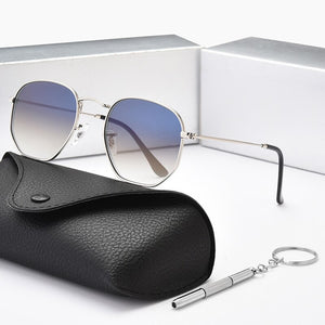 Women Sunglases Hexagon Sun Glasses  Women Metal Frame Fishing Glasses Gold Green Eyewear lentes de sol hombre okulary UV400