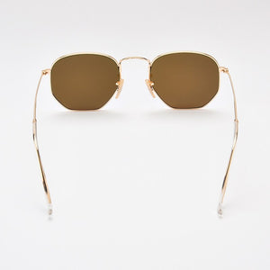 Women Sunglases Hexagon Sun Glasses  Women Metal Frame Fishing Glasses Gold Green Eyewear lentes de sol hombre okulary UV400