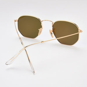 Women Sunglases Hexagon Sun Glasses  Women Metal Frame Fishing Glasses Gold Green Eyewear lentes de sol hombre okulary UV400