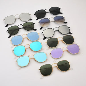 Women Sunglases Hexagon Sun Glasses  Women Metal Frame Fishing Glasses Gold Green Eyewear lentes de sol hombre okulary UV400