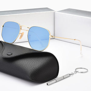 Women Sunglases Hexagon Sun Glasses  Women Metal Frame Fishing Glasses Gold Green Eyewear lentes de sol hombre okulary UV400