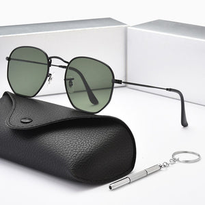 Women Sunglases Hexagon Sun Glasses  Women Metal Frame Fishing Glasses Gold Green Eyewear lentes de sol hombre okulary UV400