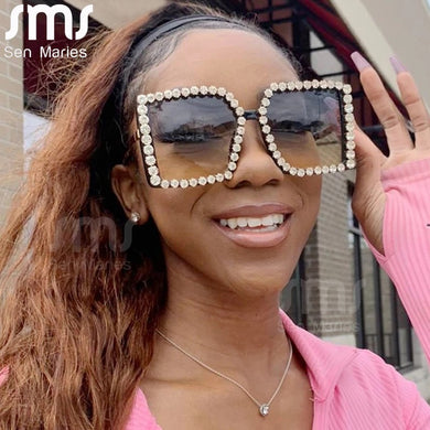 Women Sunglasses 2023 Square Oversized Sun Glasses Female  Rhinestone Vintage Sunglasses  Gafas De Sol