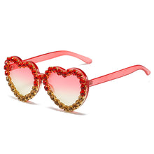 Load image into Gallery viewer, Women Sunglasses Heart Shape Sunglass Rhinestones Decoration Sun Glasses Retro UV400 Gradients Shades Eyewear