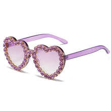 Load image into Gallery viewer, Women Sunglasses Heart Shape Sunglass Rhinestones Decoration Sun Glasses Retro UV400 Gradients Shades Eyewear