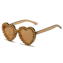 Load image into Gallery viewer, Women Sunglasses Heart Shape Sunglass Rhinestones Decoration Sun Glasses Retro UV400 Gradients Shades Eyewear
