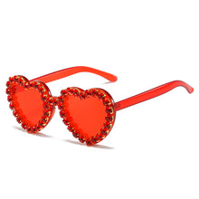 Load image into Gallery viewer, Women Sunglasses Heart Shape Sunglass Rhinestones Decoration Sun Glasses Retro UV400 Gradients Shades Eyewear
