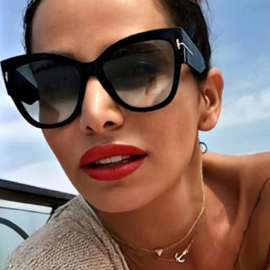 Women Sunglasses  Brand Designer Cat Eye Female Gradient Points Sun Glasses Big Oculos feminino de sol UV400