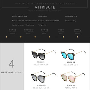 Women Sunglasses Polarized UV400 Lens  Crystal Ladies Brand Designer Cat Eye Sun Glasses Eyewear For Female V3038