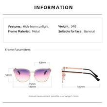 Carica l&#39;immagine nel visualizzatore di Gallery, Occhiali da sole da donna UV400 Lenti in cristallo da donna Designer di marca Cat Eye Occhiali da sole Occhiali da donna 104