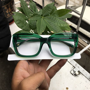 Women Super Retro Designer Green Crystal Acetate Eyeglasses Frames Oversized