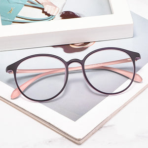 Women TR90 Ultralight Round Retro Full Frame Glasses Optical Myopia Glasses Transparent Frame Prescription Glasses Frame 8019