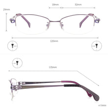 Load image into Gallery viewer, Women Titanium Eyeglasses Half Rim Oval Spectacles For Prescription Lenses Myopia Reading Progressive