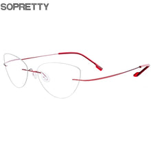 Load image into Gallery viewer, Women Titanium alloy Screwless Rimless Cat Eye Glasses Frame, Ultralight Frameless Optical Frames For Prescription Myopia F860