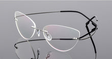 Load image into Gallery viewer, Women Titanium alloy Screwless Rimless Cat Eye Glasses Frame, Ultralight Frameless Optical Frames For Prescription Myopia F860