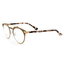 Carica l&#39;immagine nel visualizzatore di Gallery, Women Vintage Round Eyeglass Frames Men Metal Optical Glasses Frames Double Bridge Stainless Steel Brown Tortoise Prescription