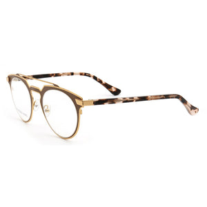 Women Vintage Round Eyeglass Frames Men Metal Optical Glasses Frames Double Bridge Stainless Steel Brown Tortoise Prescription