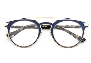 Women Vintage Round Eyeglass Frames Men Metal Optical Glasses Frames Double Bridge Stainless Steel Brown Tortoise Prescription