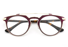 Carica l&#39;immagine nel visualizzatore di Gallery, Women Vintage Round Eyeglass Frames Men Metal Optical Glasses Frames Double Bridge Stainless Steel Brown Tortoise Prescription