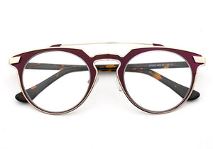 Women Vintage Round Eyeglass Frames Men Metal Optical Glasses Frames Double Bridge Stainless Steel Brown Tortoise Prescription