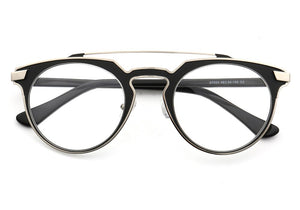 Women Vintage Round Eyeglass Frames Men Metal Optical Glasses Frames Double Bridge Stainless Steel Brown Tortoise Prescription