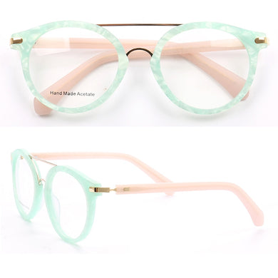 Women Vintage Round Eyeglass Frames Men Optical Glasses frames Flat Acetate Spectacles Double bridge Retro Prescription Eyewear