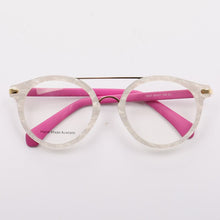 Load image into Gallery viewer, Women Vintage Round Eyeglass Frames Men Optical Glasses frames Flat Acetate Spectacles Double bridge Retro Prescription Eyewear