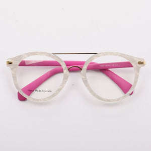 Women Vintage Round Eyeglass Frames Men Optical Glasses frames Flat Acetate Spectacles Double bridge Retro Prescription Eyewear