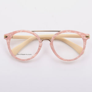 Women Vintage Round Eyeglass Frames Men Optical Glasses frames Flat Acetate Spectacles Double bridge Retro Prescription Eyewear