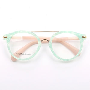 Women Vintage Round Eyeglass Frames Men Optical Glasses frames Flat Acetate Spectacles Double bridge Retro Prescription Eyewear