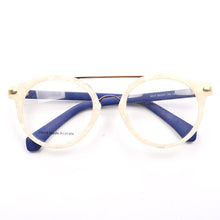 Load image into Gallery viewer, Women Vintage Round Eyeglass Frames Men Optical Glasses frames Flat Acetate Spectacles Double bridge Retro Prescription Eyewear