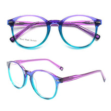 Load image into Gallery viewer, Women Vintage Round Eyeglass Frame Men Retro Eyeglasses Popular Spectacles Prescription Acetate Glasses Frame Red Purple
