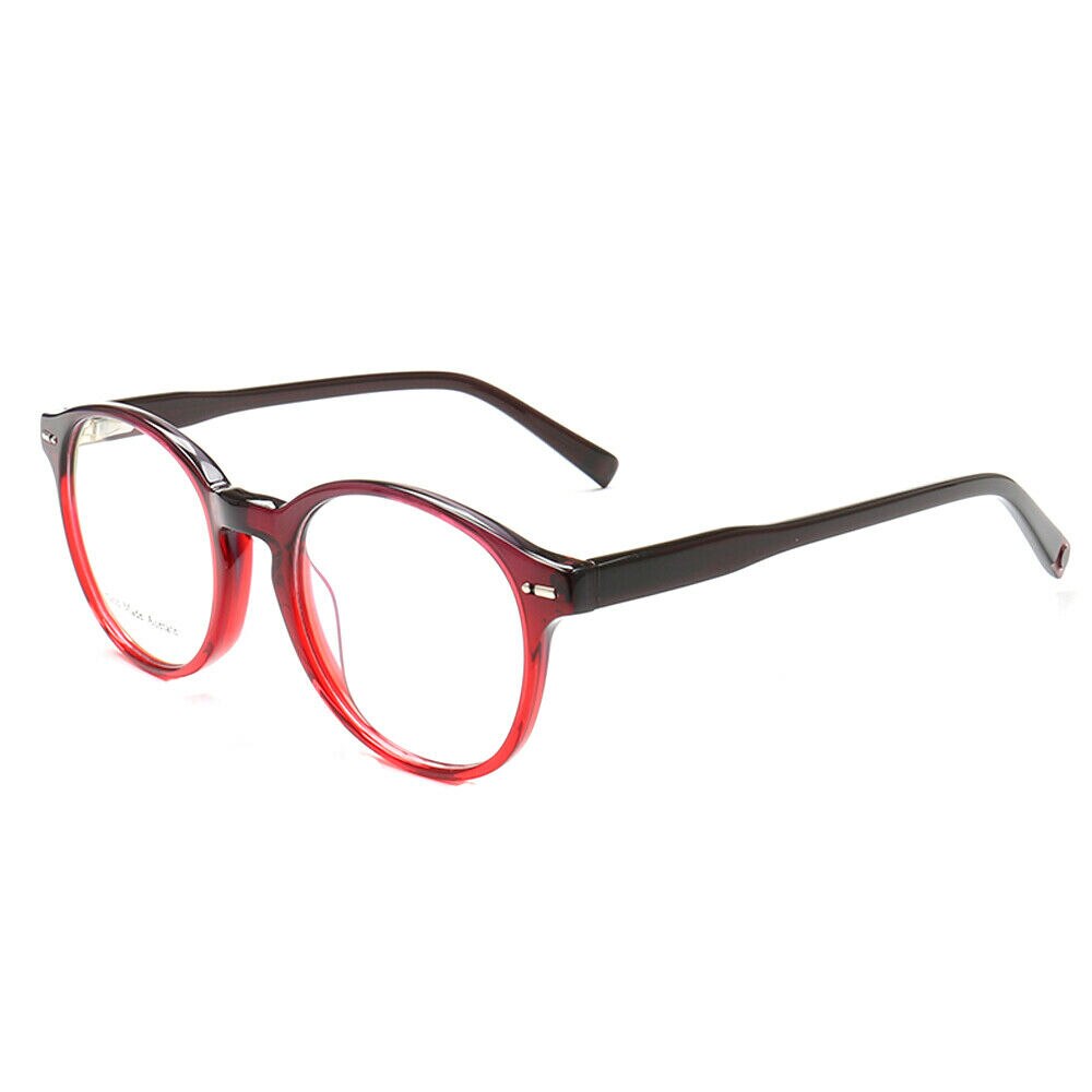Women Vintage Round Eyeglass Frame Men Retro Eyeglasses Popular Spectacles Prescription Acetate Glasses Frame Red Purple