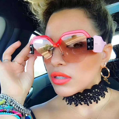Women Vintage Square Sunglasses Oversized Big Wide Frame Men  Brand Retro Design Lady Shades Oculos UV400 Female