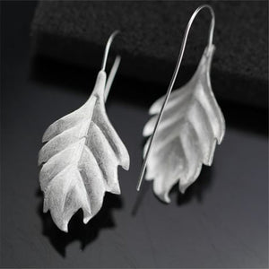 Women brand fashion jewelry handmade Thai silver leaf earrings Drop Earrings retro classic earrings long section of exquisite