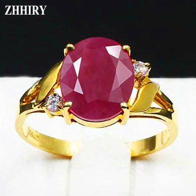 Women natural ruby gem ring Fine jewelry genuine 18K Yellow gold Wedding rings anniversary woman noble elegant royal