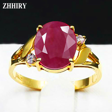 Women natural ruby gem ring Fine jewelry genuine 18K Yellow gold Wedding rings anniversary woman noble elegant royal