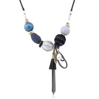 Women's Acrylic Beads Necklace for Women Tassel Necklaces & Pendants Pompom Statement Necklace Jewelry for Gift to a Woman MX048