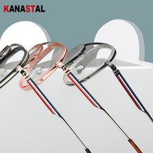 Load image into Gallery viewer, Women&#39;s Anti Blue Light Blocking Glasses TR90 Metal Oval Eyeglasses Frames Flat Len Men Color Striped Spectacle Computer Eyewear
