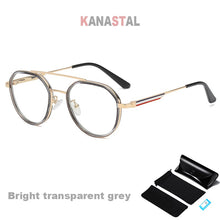 Load image into Gallery viewer, Women&#39;s Anti Blue Light Blocking Glasses TR90 Metal Oval Eyeglasses Frames Flat Len Men Color Striped Spectacle Computer Eyewear