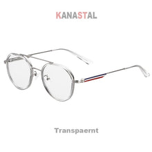 Load image into Gallery viewer, Women&#39;s Anti Blue Light Blocking Glasses TR90 Metal Oval Eyeglasses Frames Flat Len Men Color Striped Spectacle Computer Eyewear