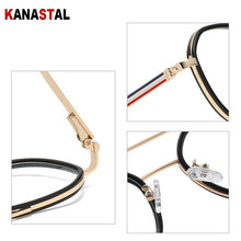 Load image into Gallery viewer, Women&#39;s Anti Blue Light Blocking Glasses TR90 Metal Oval Eyeglasses Frames Flat Len Men Color Striped Spectacle Computer Eyewear