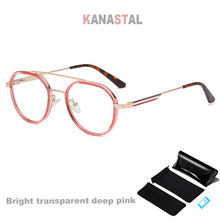 Load image into Gallery viewer, Women&#39;s Anti Blue Light Blocking Glasses TR90 Metal Oval Eyeglasses Frames Flat Len Men Color Striped Spectacle Computer Eyewear