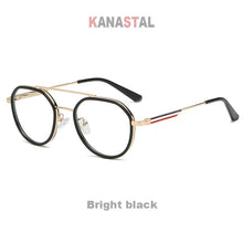 Load image into Gallery viewer, Women&#39;s Anti Blue Light Blocking Glasses TR90 Metal Oval Eyeglasses Frames Flat Len Men Color Striped Spectacle Computer Eyewear