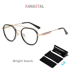 Load image into Gallery viewer, Women&#39;s Anti Blue Light Blocking Glasses TR90 Metal Oval Eyeglasses Frames Flat Len Men Color Striped Spectacle Computer Eyewear