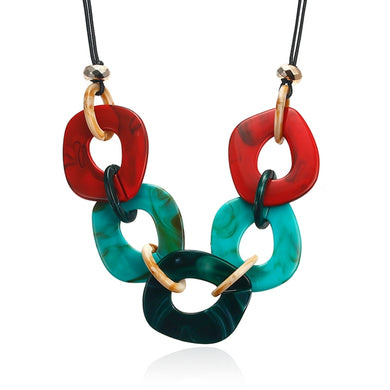 Women's Colorful Acrylic Necklace for Women Geometric Necklaces & Pendants Statement Necklace New Arrival Fashion Jewelry NR057
