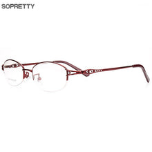 Load image into Gallery viewer, Women&#39;s Diamonds Myopia Glasses Frame, Female Ultra-light Optical Frames Metal Half-frame Prescription Eyewear frame