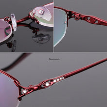 Load image into Gallery viewer, Women&#39;s Diamonds Myopia Glasses Frame, Female Ultra-light Optical Frames Metal Half-frame Prescription Eyewear frame