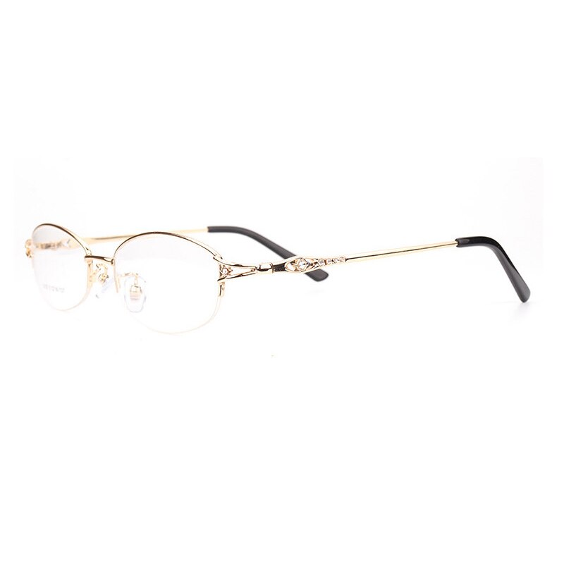 Women's Diamonds Myopia Glasses Frame, Female Ultra-light Optical Frames Metal Half-frame Prescription Eyewear frame